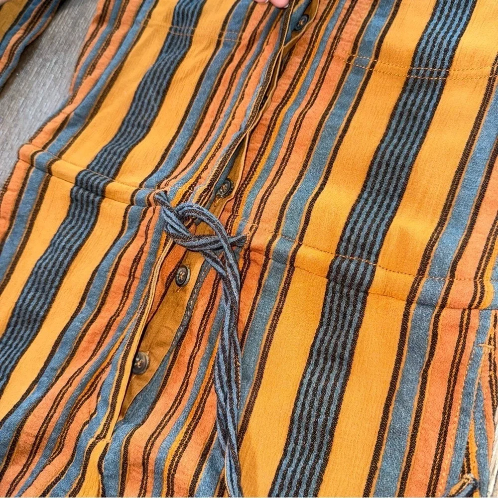 James Perse Short Vintage Jumpsuit Striped Romper Cotton